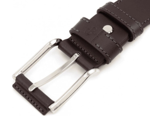 Шкіряний ремінь Calvin, прошитий шоколад Grande Pelle