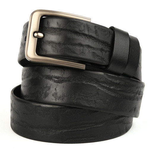 Ремень кожаный черный 40мм фактурный Limary sk400330A