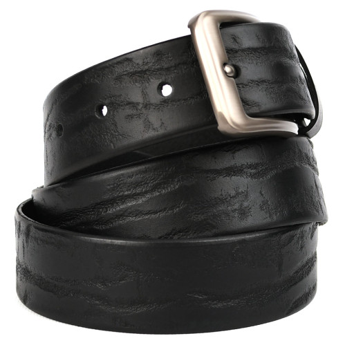 Ремень кожаный черный 40мм фактурный Limary sk400330A