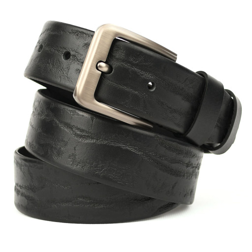 Ремень кожаный черный 40мм фактурный Limary sk400330A