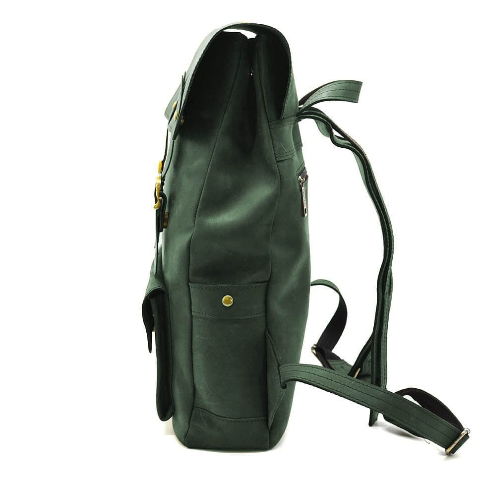 Backpack made of genuine leather RE-9001-4lx TARWA green crazy