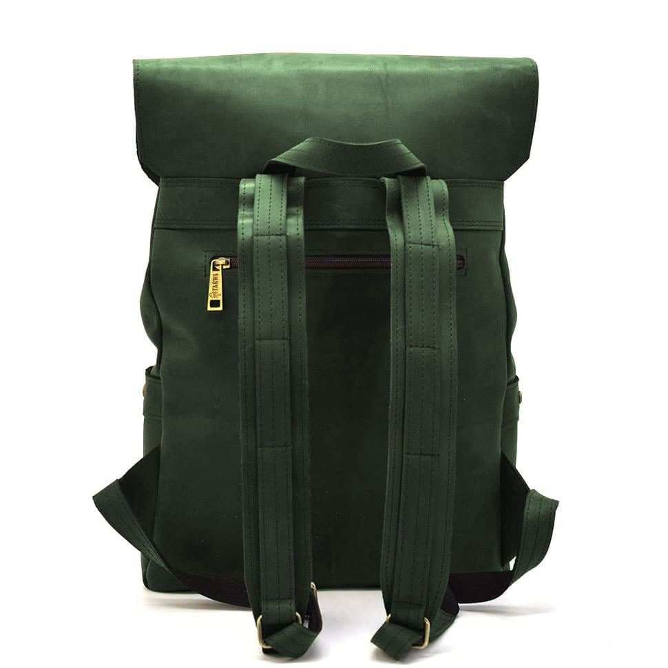 Backpack made of genuine leather RE-9001-4lx TARWA green crazy
