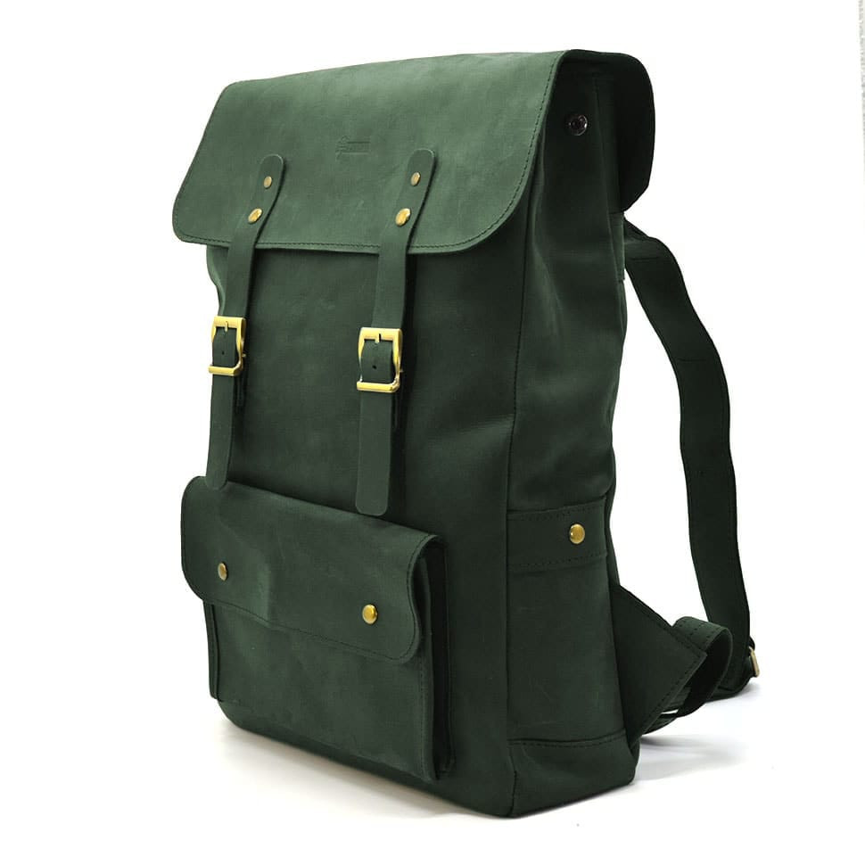 Backpack made of genuine leather RE-9001-4lx TARWA green crazy