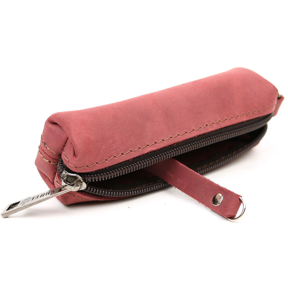 Leather key holder tube TARWA Cylinder RW-cylin-3md Marsala