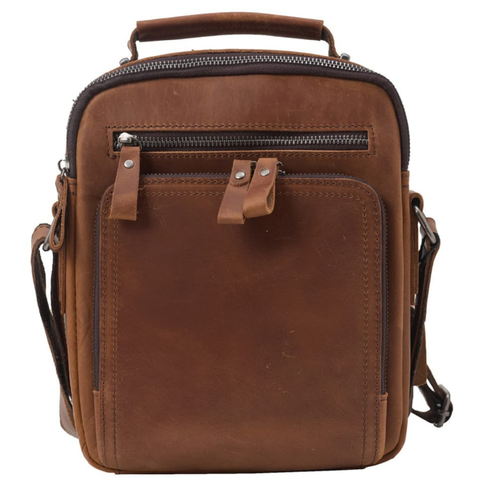 Мужская кожаная сумка через плечо BUFFALO BAGS M6014Q рыжий нубук