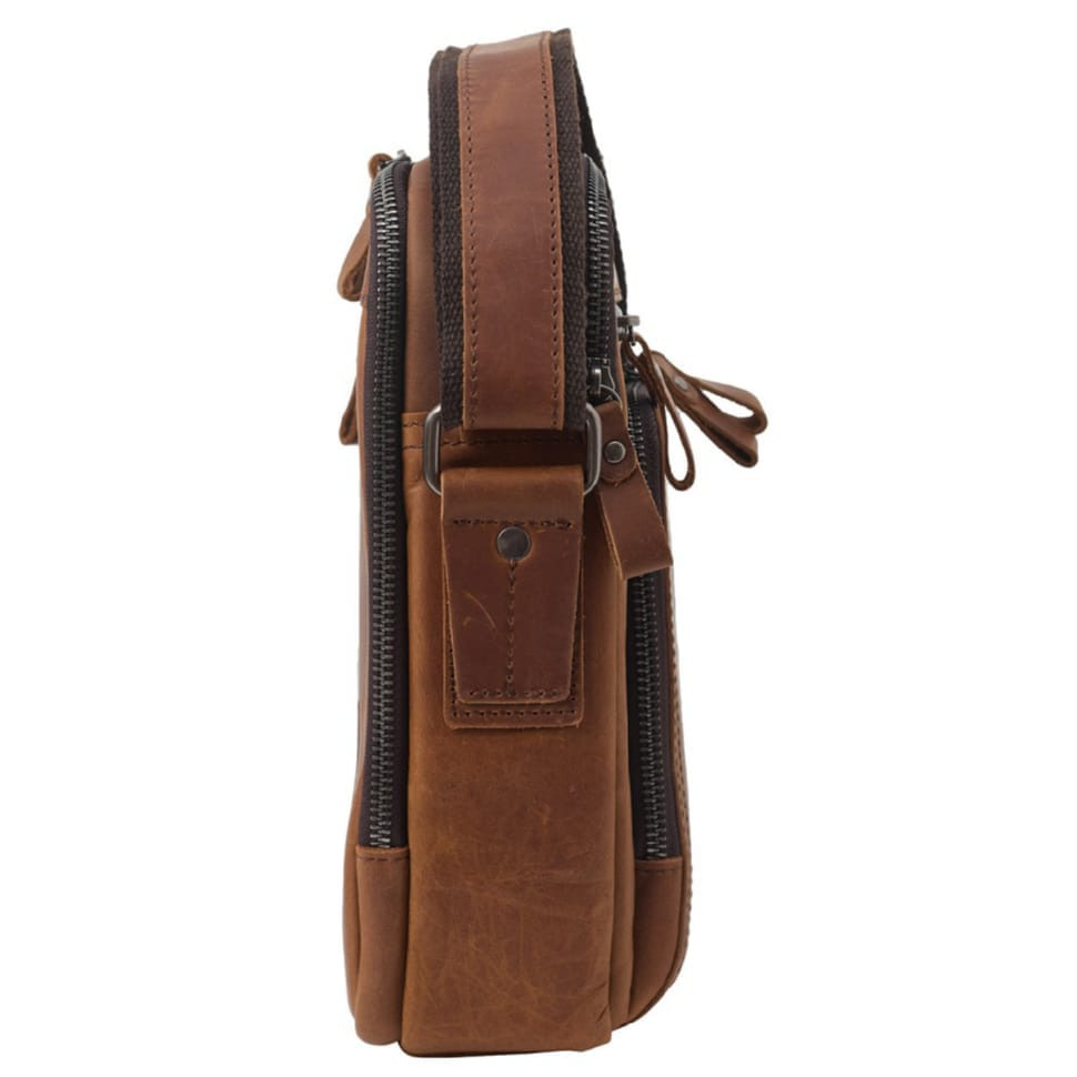 Мужская кожаная сумка через плечо BUFFALO BAGS M6014Q рыжий нубук