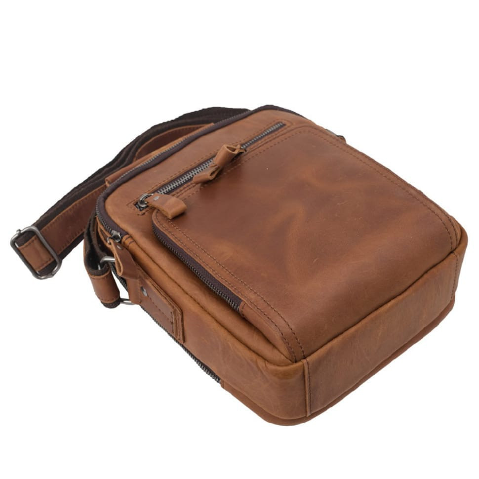 Мужская кожаная сумка через плечо BUFFALO BAGS M6014Q рыжий нубук