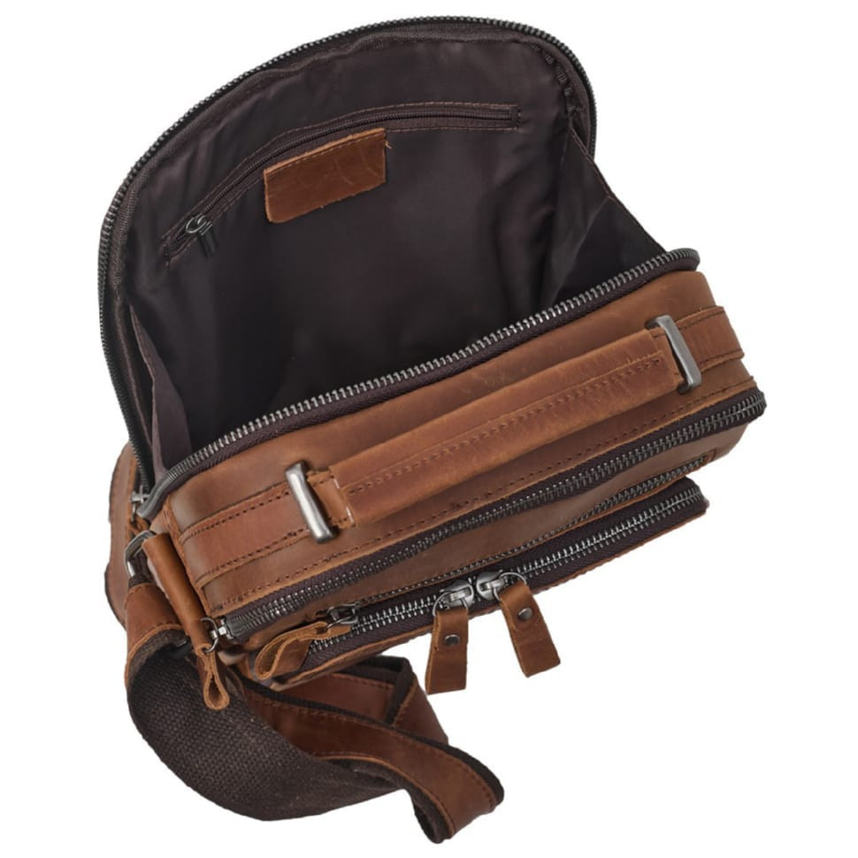 Мужская кожаная сумка через плечо BUFFALO BAGS M6014Q рыжий нубук