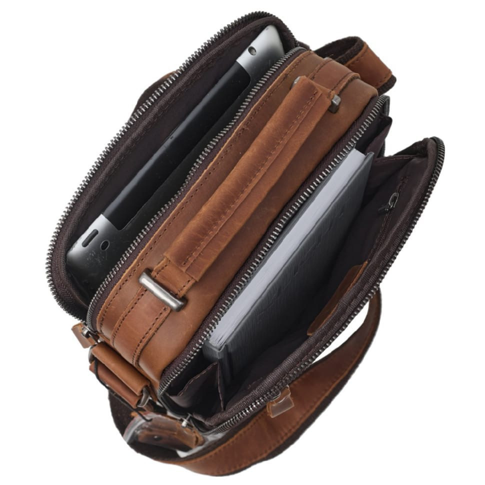Мужская кожаная сумка через плечо BUFFALO BAGS M6014Q рыжий нубук