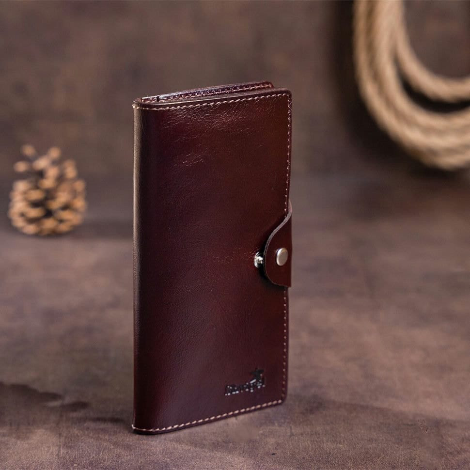 Гаманець чоловічий вертикальний на кнопках SHVIGEL 16175 Коричневий