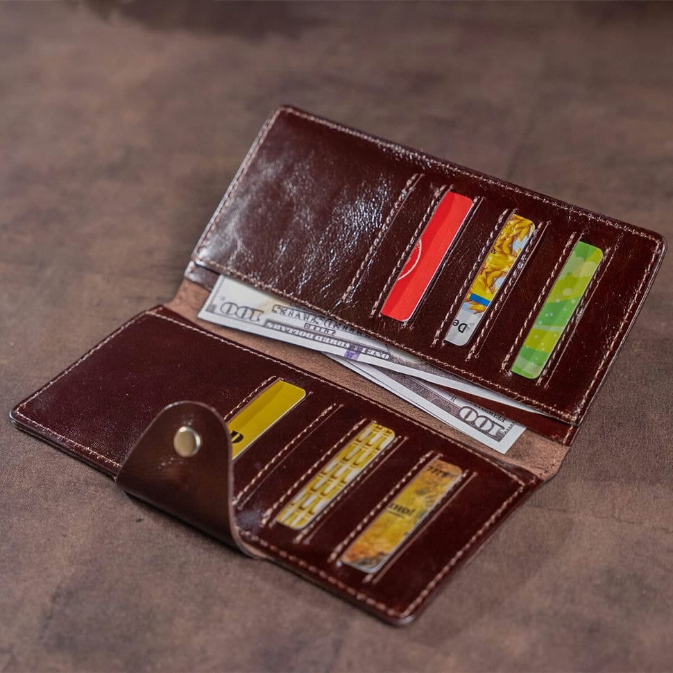 Гаманець чоловічий вертикальний на кнопках SHVIGEL 16175 Коричневий