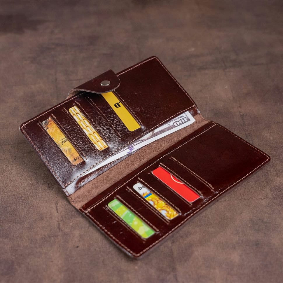 Гаманець чоловічий вертикальний на кнопках SHVIGEL 16175 Коричневий