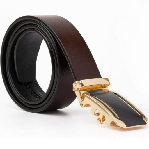 Діловий чоловічий ремінь з автоматичною пряжкою Vintage 20209 Коричневий