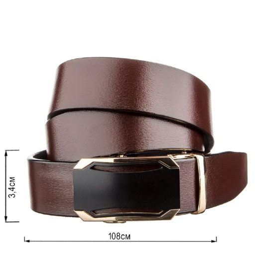 Діловий чоловічий ремінь з автоматичною пряжкою Vintage 20209 Коричневий