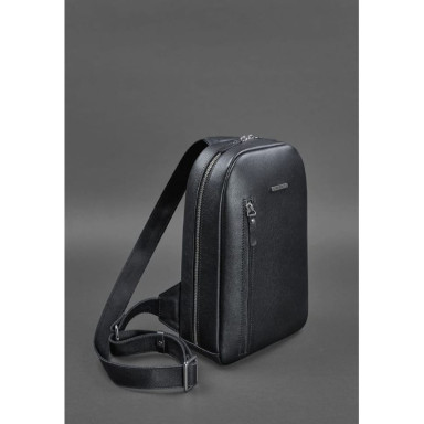 Leather men's backpack (sling bag) on one shoulder Chest Bag blue