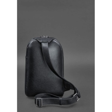 Leather men's backpack (sling bag) on one shoulder Chest Bag blue