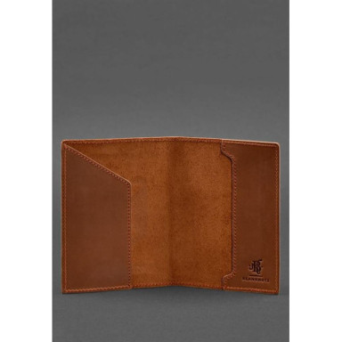 Leather passport cover with the coat of arms of Germany light brown Crazy Horse