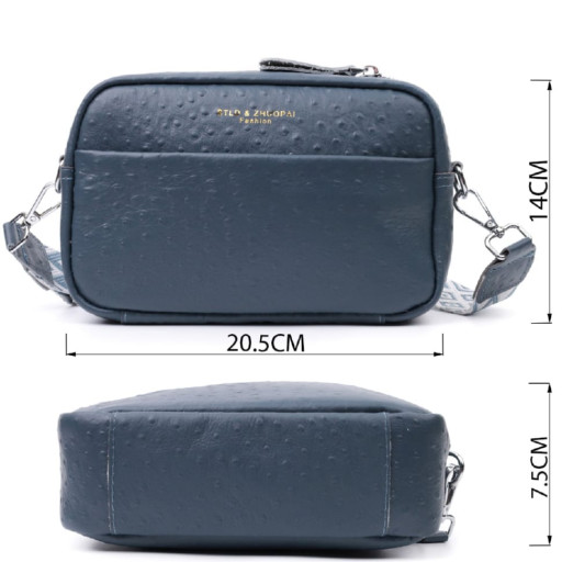 Цікава сумка для жінок із фактурної натуральної шкіри Vintage 22661 Синя