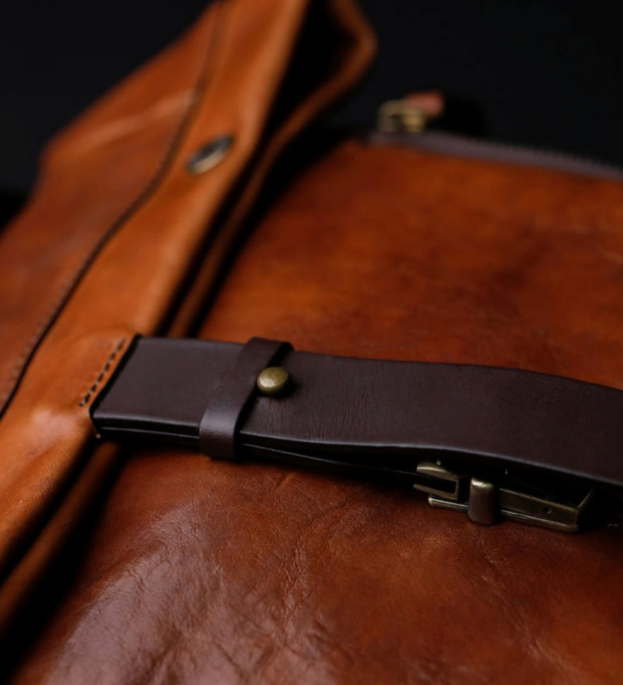 Leather Roll-Top Backpack for Women - The Secret History -  Cognac Brown Mattek color -  Time Resistance 5229101W