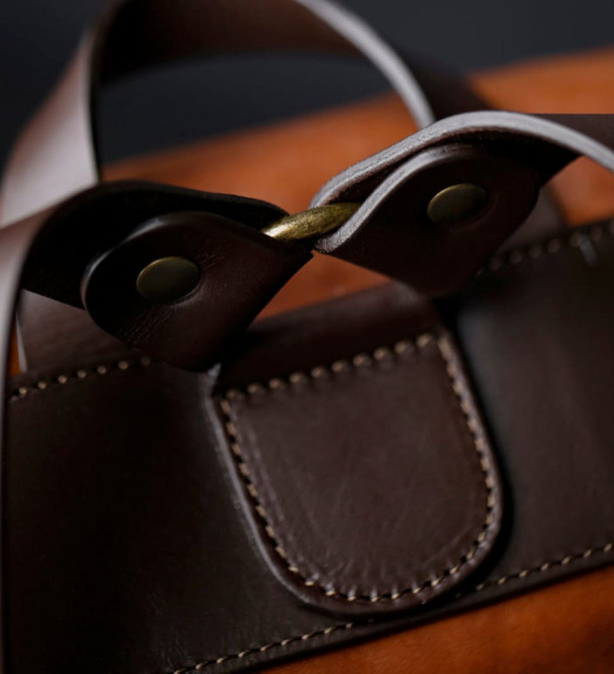 Leather Roll-Top Backpack for Women - The Secret History -  Cognac Brown Mattek color -  Time Resistance 5229101W