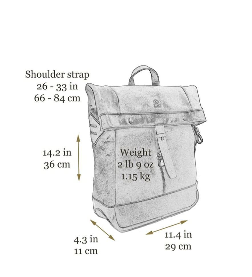 Leather Roll-Top Backpack for Women - The Secret History -  Cognac Brown Mattek color -  Time Resistance 5229101W