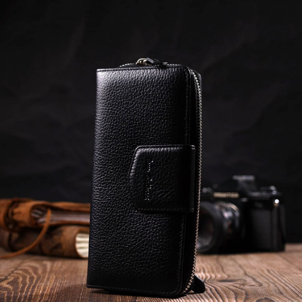 Кожаный женский кошелек с блоком для карт и документов Tony Bellucci 21955 Черный