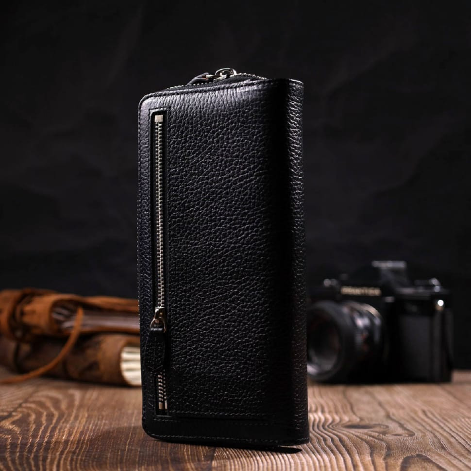 Кожаный женский кошелек с блоком для карт и документов Tony Bellucci 21955 Черный