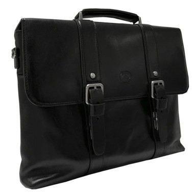 Leather briefcase Italico 9225-38 nero black