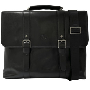 Leather briefcase Italico 9225-38 nero black