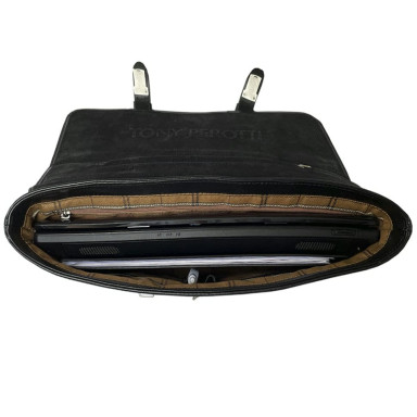Leather briefcase Italico 9225-38 nero black