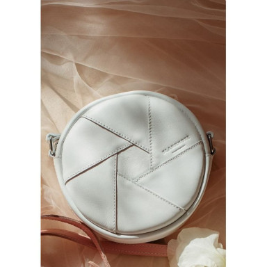 Leather round women's bag Bon-Bon white