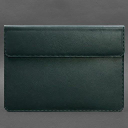 Шкіряний чохол-конверт на магнітах для MacBook 15 дюйм Зелений