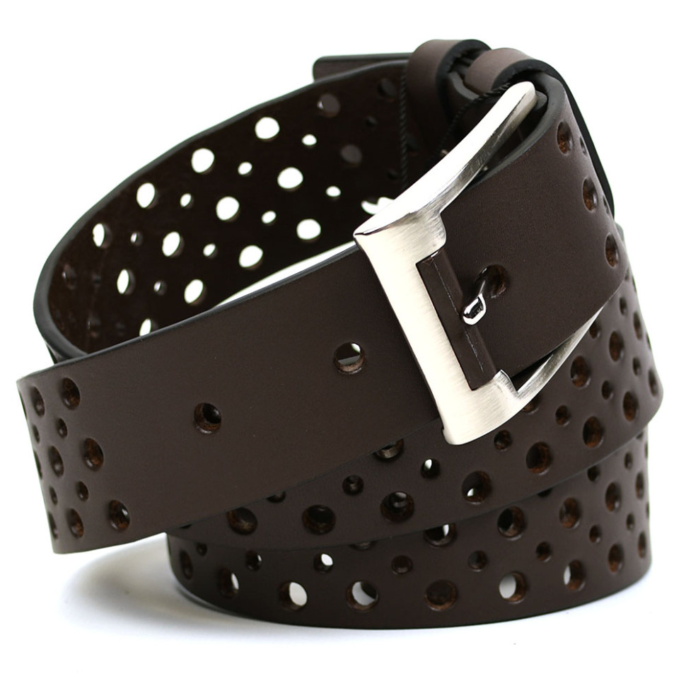 Leather belt 38mm Rullo, perforated Grande Pelle 51110700108 brown