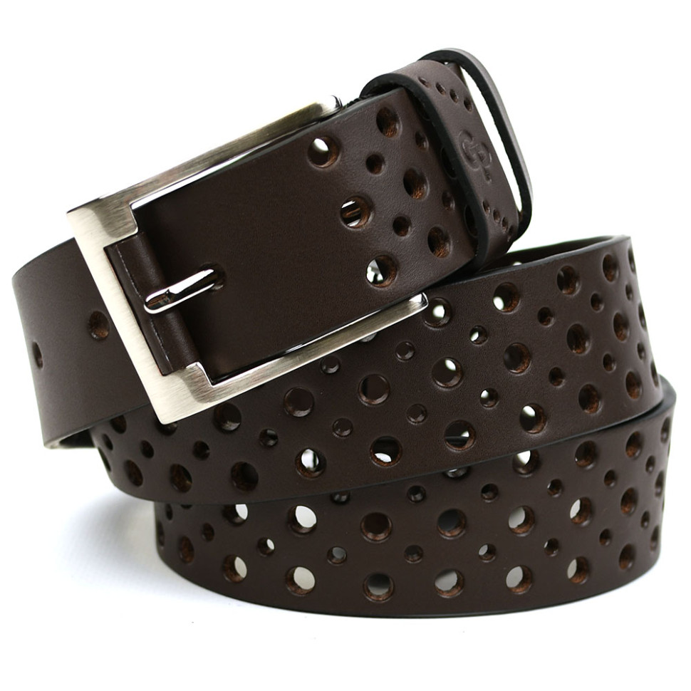Leather belt 38mm Rullo, perforated Grande Pelle 51110700108 brown