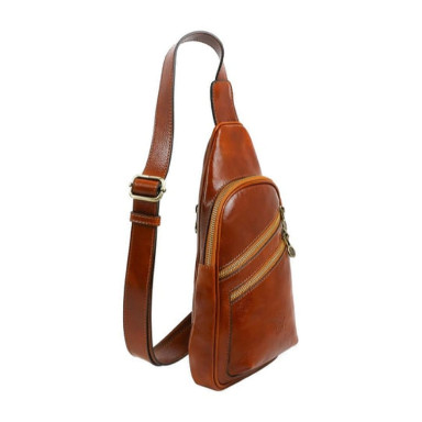 Leather Cross Body Bag Sling Bag - Catch-22 - Cognac Brown Time Resistance 5231201