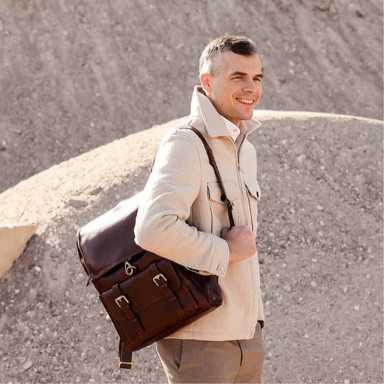 Large Leather Backpack - The Odyssey - Brown color - Time Resistance 5214401