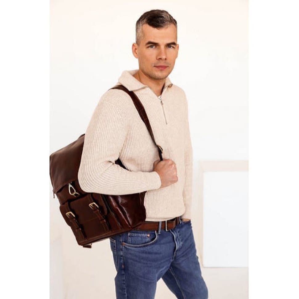 Великий шкіряний рюкзак - The Odyssey - Коричневий колір - Time Resistance 5214401