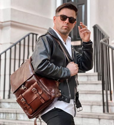 Large Leather Backpack - The Odyssey - Brown color - Time Resistance 5214401