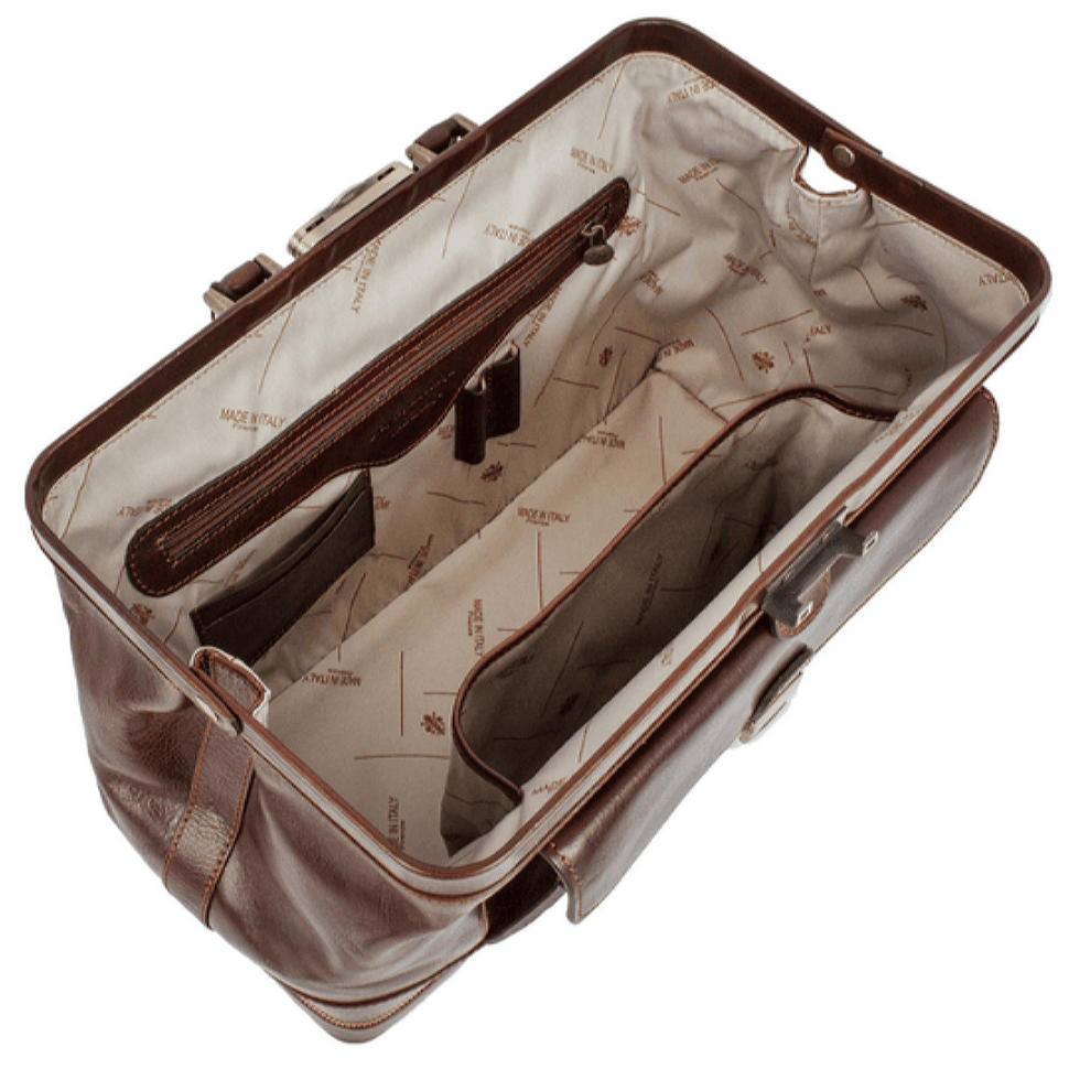Італійський шкіряний саквояж - The Master and Margarita - коричневий Time Resistance