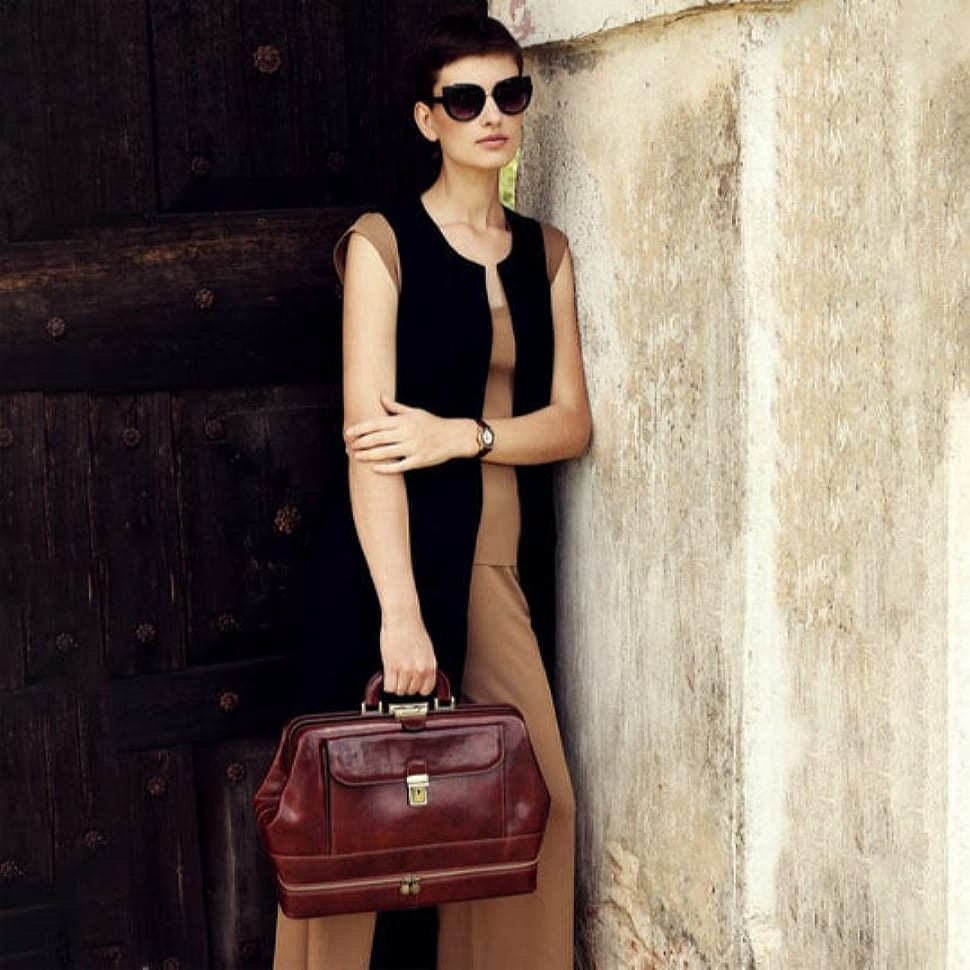 Італійський шкіряний саквояж - The Master and Margarita - коричневий Time Resistance