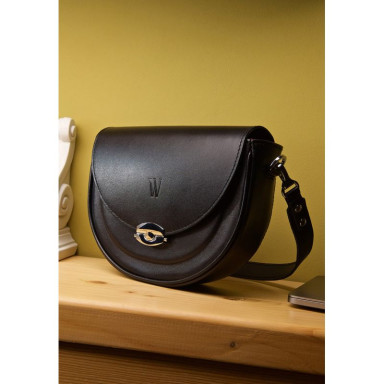 Женская кожаная сумка Kira черная с красной подкладкой