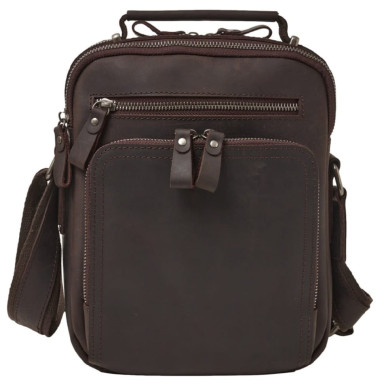 Чоловіча сумка шкіряна через плече BUFFALO BAGS M6014B темно-коричнева