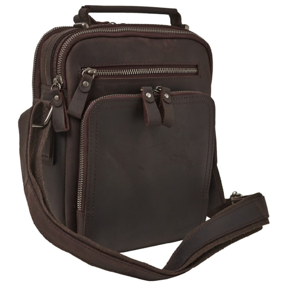 Мужская кожаная сумка через плечо BUFFALO BAGS M6014B темно-коричневая