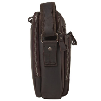Чоловіча сумка шкіряна через плече BUFFALO BAGS M6014B темно-коричнева