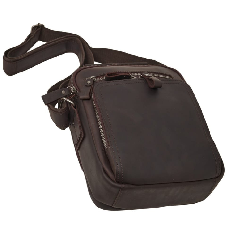 Мужская кожаная сумка через плечо BUFFALO BAGS M6014B темно-коричневая
