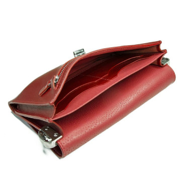 Women's clutch Grande Pelle 701660 223x135x30 mm glossy leather red