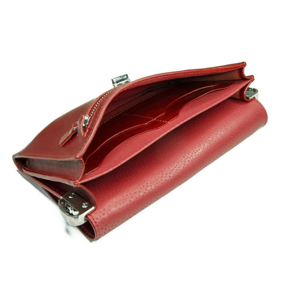 Women's clutch Grande Pelle 701660 223x135x30 mm glossy leather red
