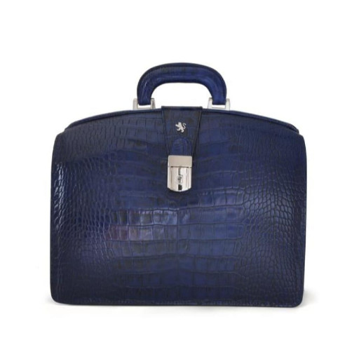 Pratesi KBL120/37 - Brunelleschi Small King Briefcase in cow leather King Blue