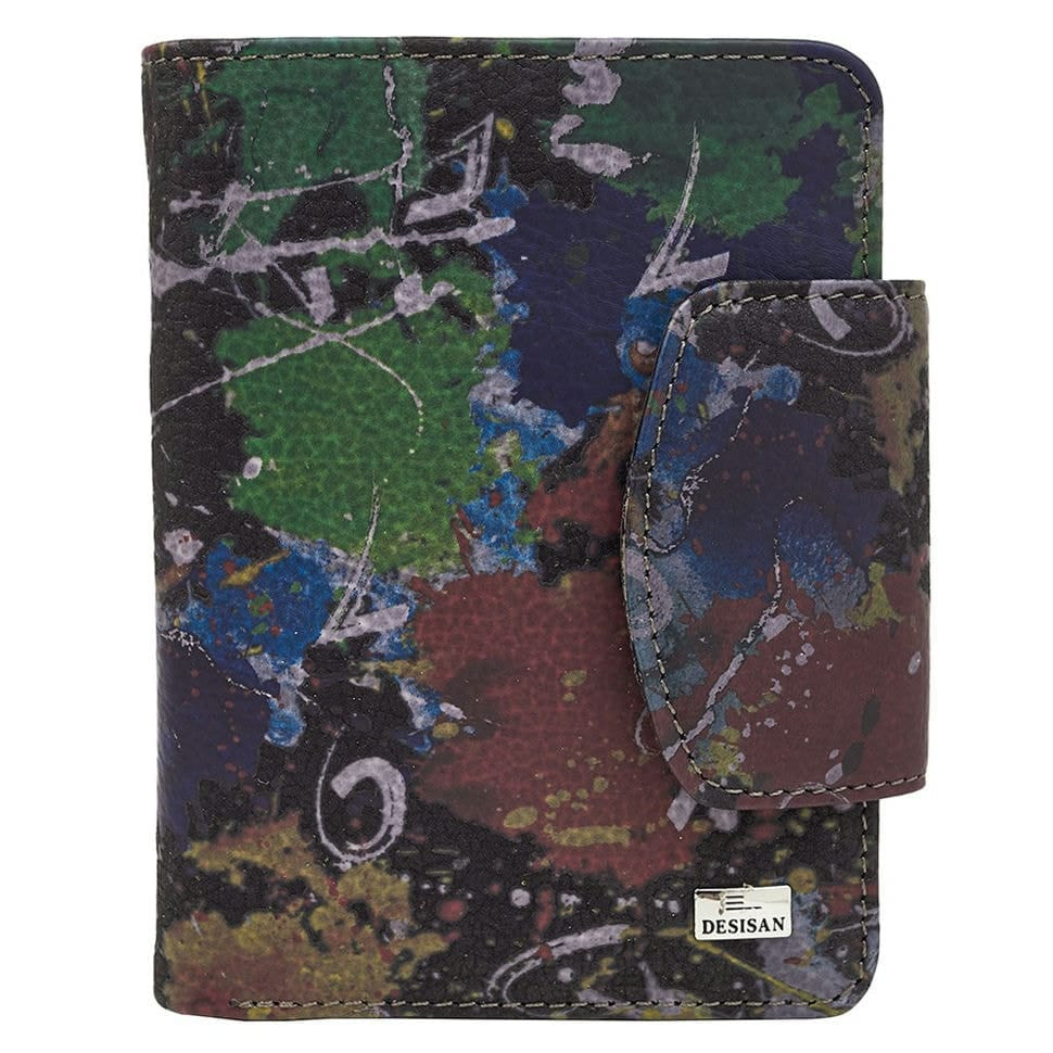 Кошелек женский кожа Desisan 086-949 бордово-зеленый цветок