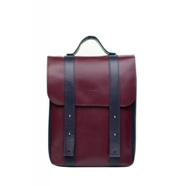 Leather backpack 13" burgundy blue